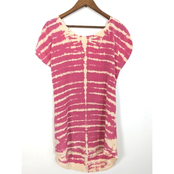 Anthropologie Dresses & Skirts - Anthropologie Gypsy 05 Silk Pink Tie Dye Mini Bohemian Dress
